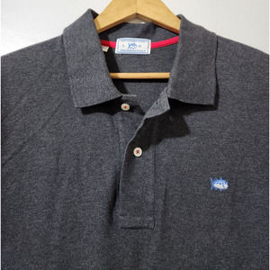 Southern Tide Mens L Solid Gray Long Sleeve Skipjack Polo Shirt Outdoor Fishing